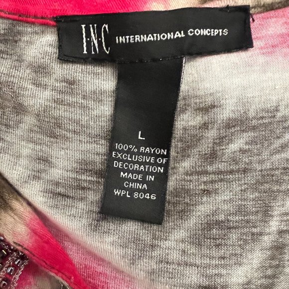 INC Women's Pink & Brown Long sleeve top, silver accent around the neckline, (L) - Picture 4 of 4